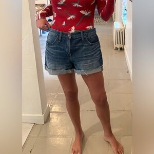 Madewell High Rise Cuffed Jean Shorts 31 Frayed Hem